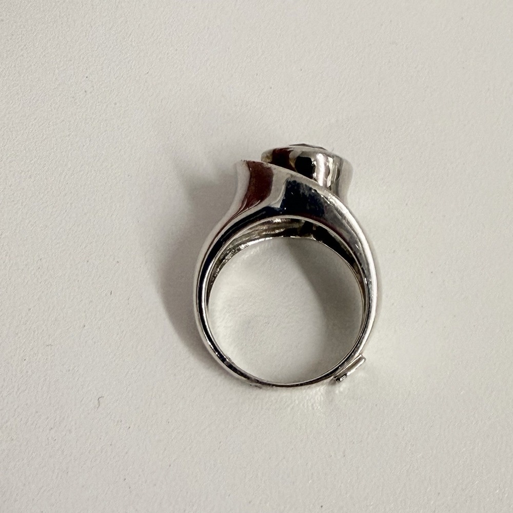 Vintage ELLE Sterling Cubic Zirconia Ring Modernist Style 10 Grams Size 7 1/4 - Picture 7 of 14